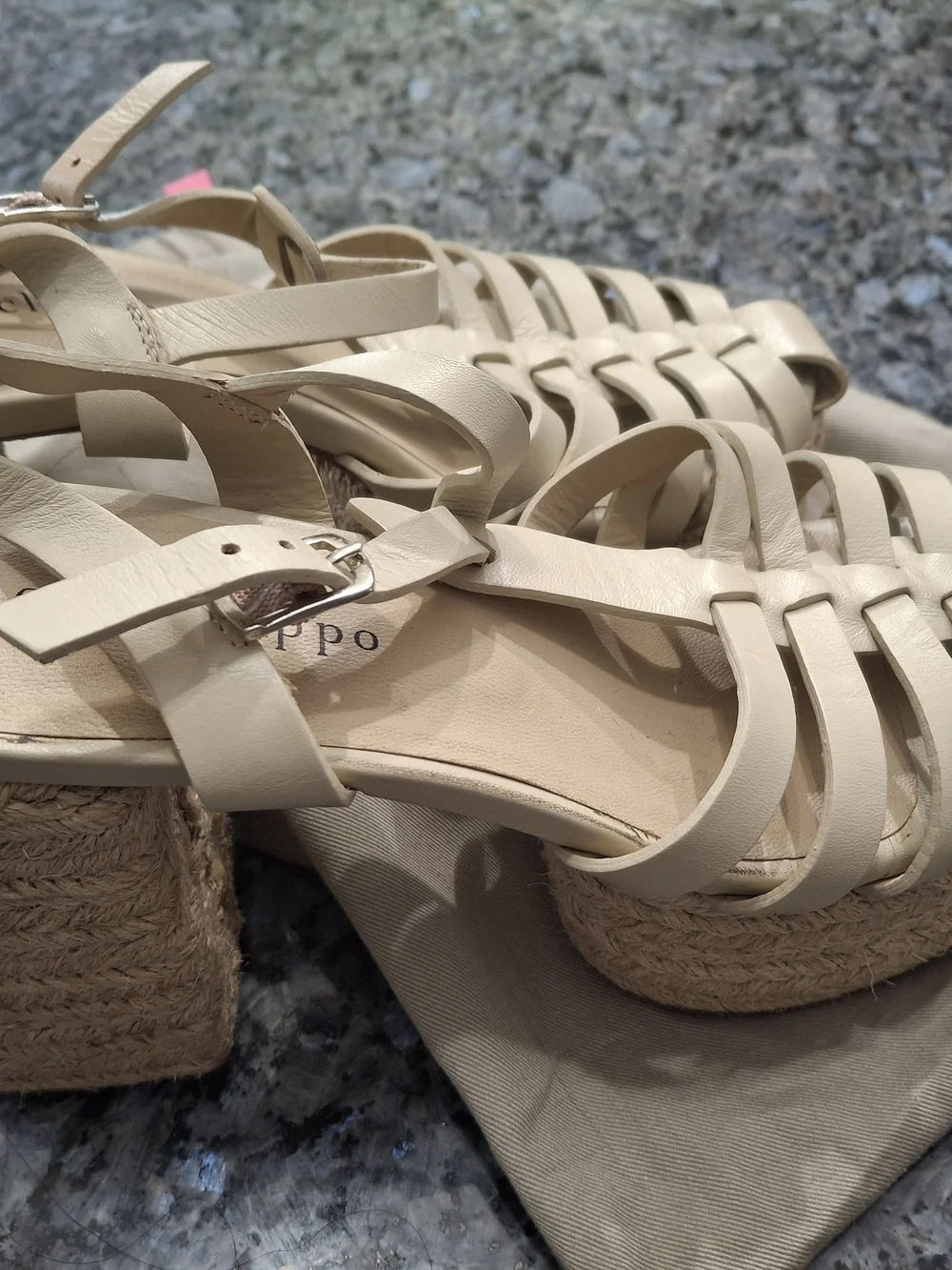 Dee Ocleppo Cream Woven Espadrille Sandals